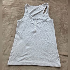 Aerie Henley No BS Tank Top White Sleeveless Button Tank Top